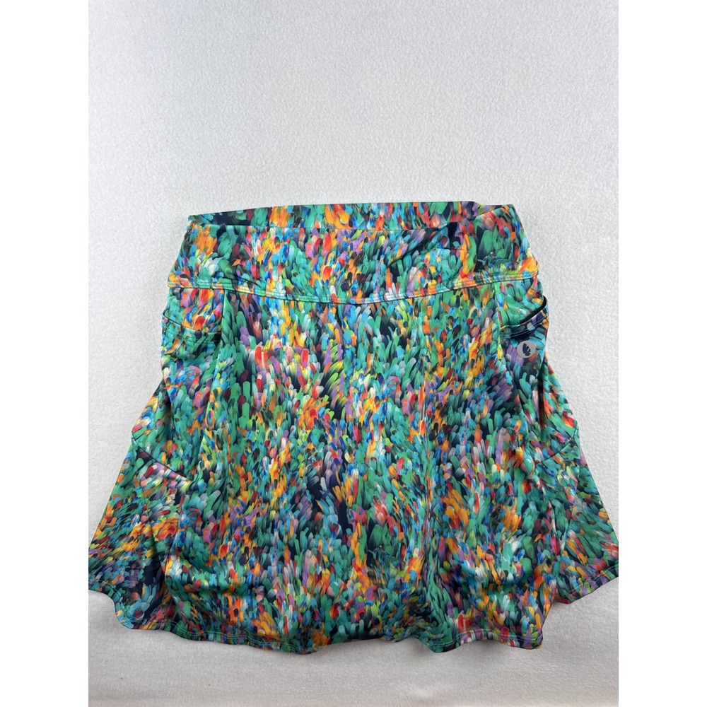 Dona Jo JoJo Skort Multicolor Abstract Print Tennis Golf Skirt Pockets Size M